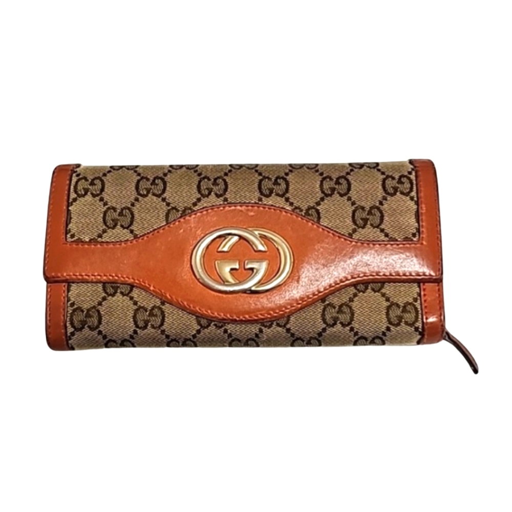 GUCCI LONG WALLET BROWN/ORANGE CANVAS